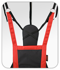 manufactured in padded polyester fabric and webbing